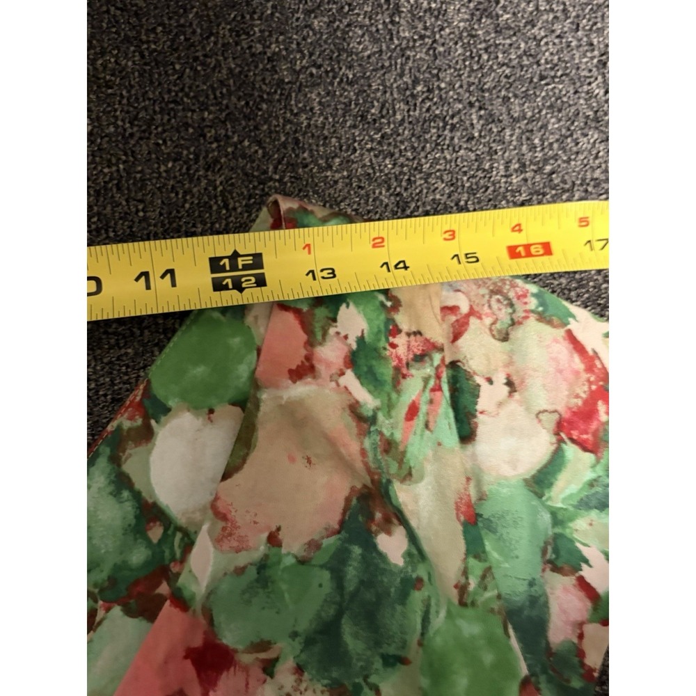 Talbots Cotton Sun Dress~12~ Watercolor Floral Fitted Belted V Nk Cap Sl Cottage - Picture 12 of 16